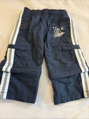 1989 Place - Navy Boys Convertible Cargo Track Pants/Shorts with White Stripes